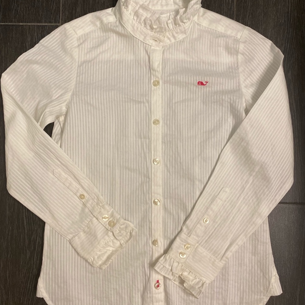 Girls white Vineyard Vines button down size 8